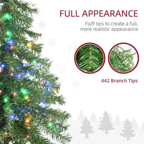 6' Artificial Christmas Tree With Warm White Or Colourful LED Lights, Pencil Shape, Steel Base EX-STOCK Canada