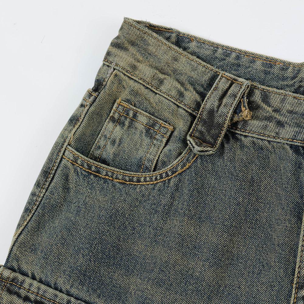 Punk Distressed Washed Denim Jeans Cargo Pant Men - EX-STOCK Canada