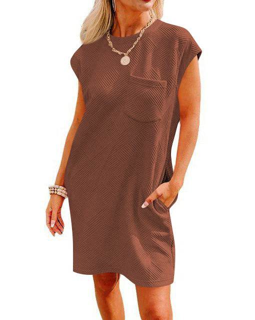 Summer Round-neck Short-sleeve Dress With Pockets Fashion Casual Loose Sports Dresses For Women Clothing - EX-STOCK Canada