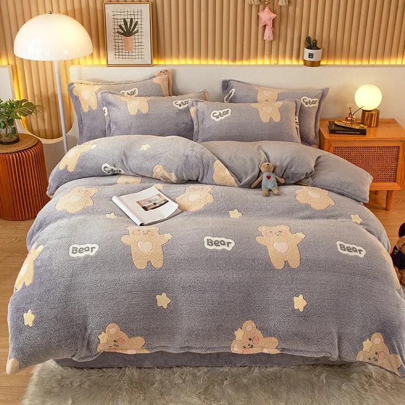 Coral Fleece Duvet Cover Sheet Flannel Pillowcase EX-STOCK Canada