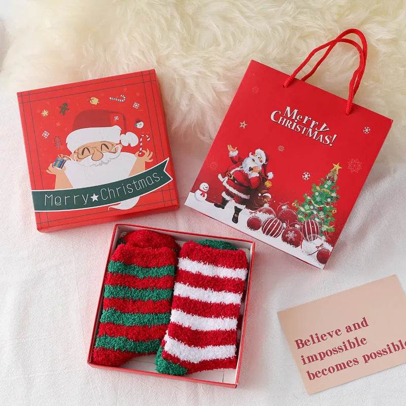 Fashion Simple Coral Fleece Christmas Stockings Gift Box - EX-STOCK Canada