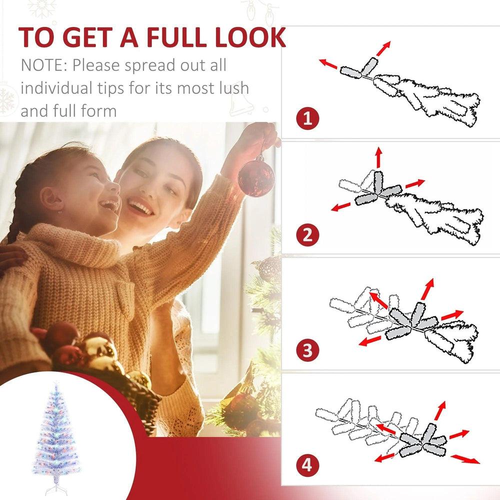 Sapin de Noël de 5 pieds pré-éclairé à fibre optique LED, sapin de Noël artificiel décor saisonnier avec support, décoration d'hiver pour les fêtesEX-STOCK Canada