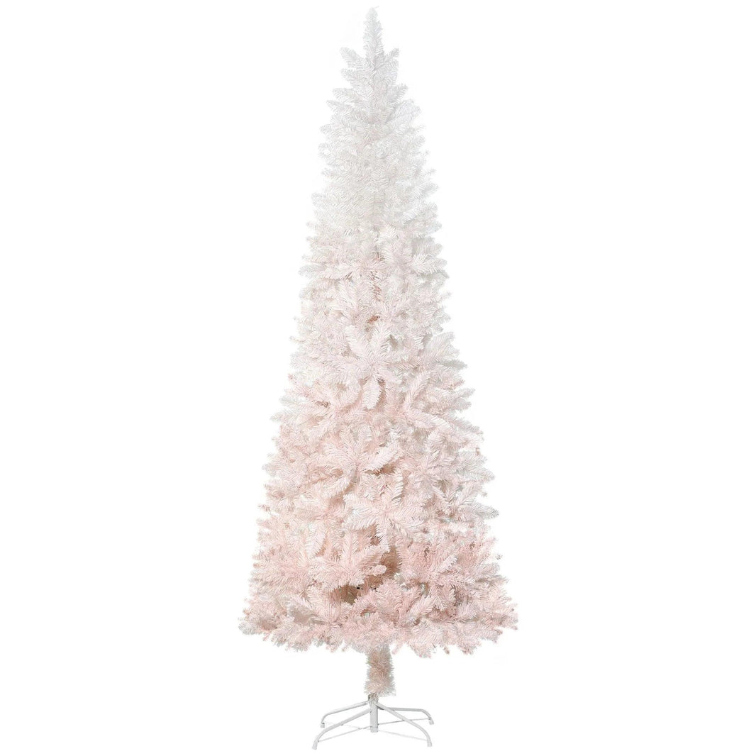 7ft Pencil Artificial Christmas Tree With Pine Realistic Branches, Auto Open, Pink And White EX-STOCK Canada