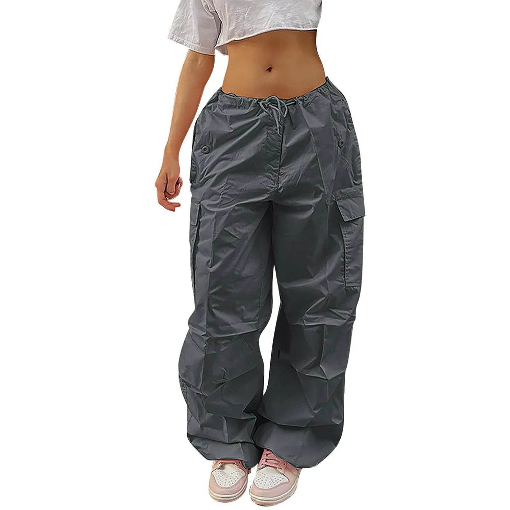 Casual Cargo Pants For Women Solid Color Drawstring Pocket Design Fashion Street Trousers Girls - EX-STOCK Canada