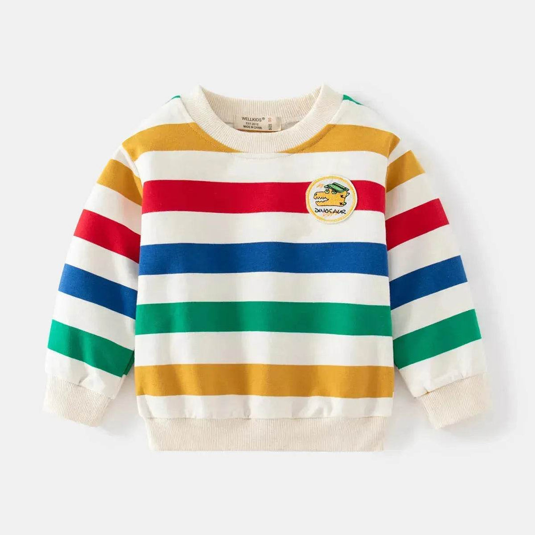 Unisex Colorful Striped Long-sleeved Sweater for Kids Pullover for Kids - EX-STOCK Canada