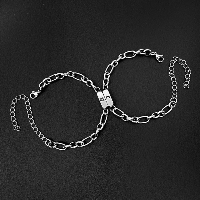 Simple Stainless Steel Sun Moon Love Couple Bracelet - EX-STOCK Canada