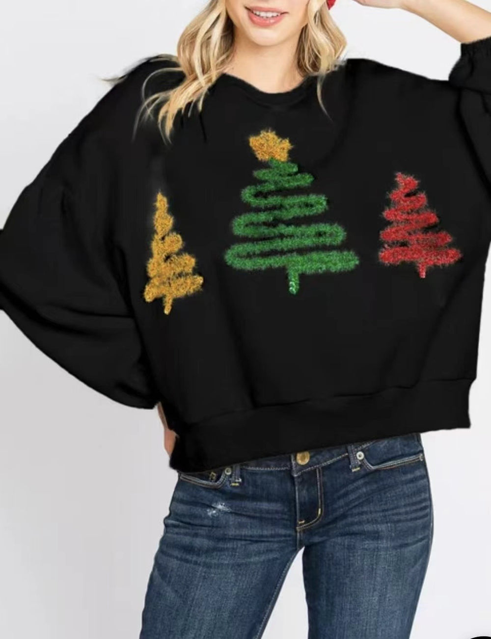 Pull-over décontracté pour femme à manches longues avec motif de NoëlEX-STOCK Canada