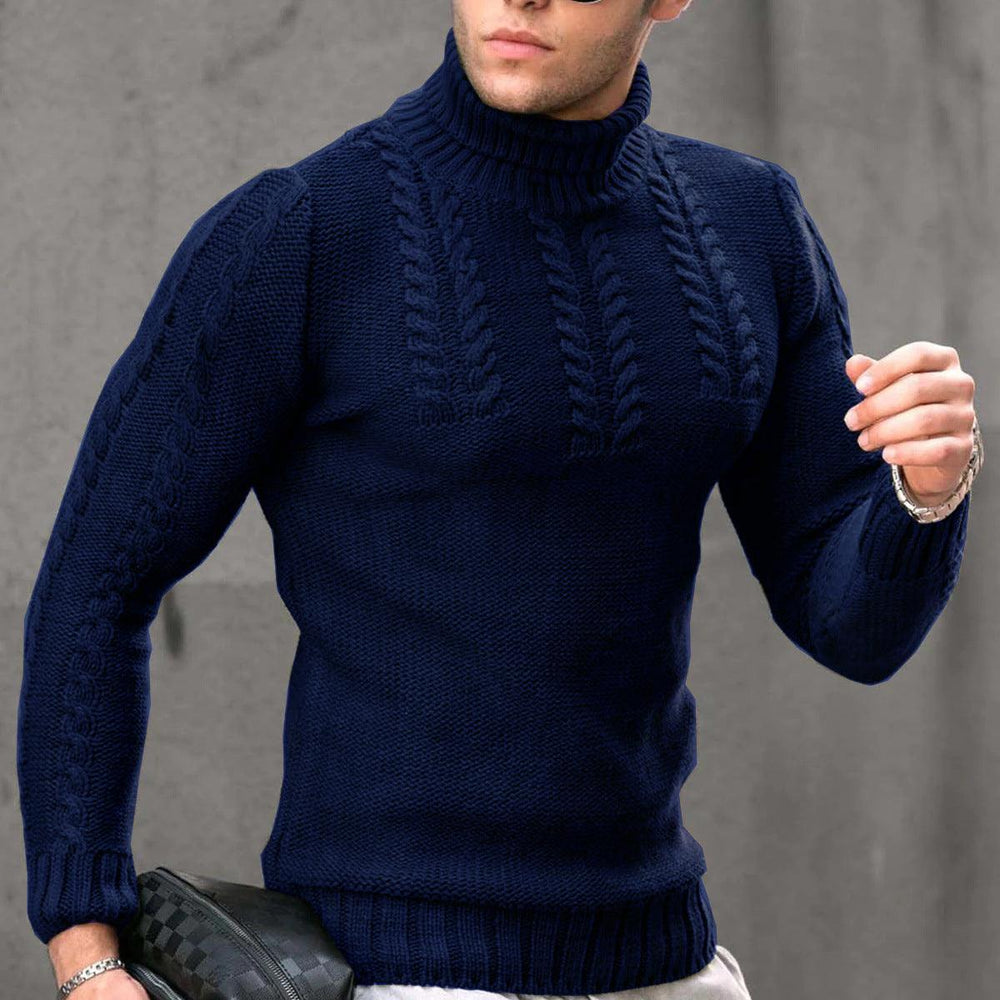 Pull ras-du-cou torsadé à manches longues pour hommes avec couvre-tête thermiqueEX-STOCK Canada