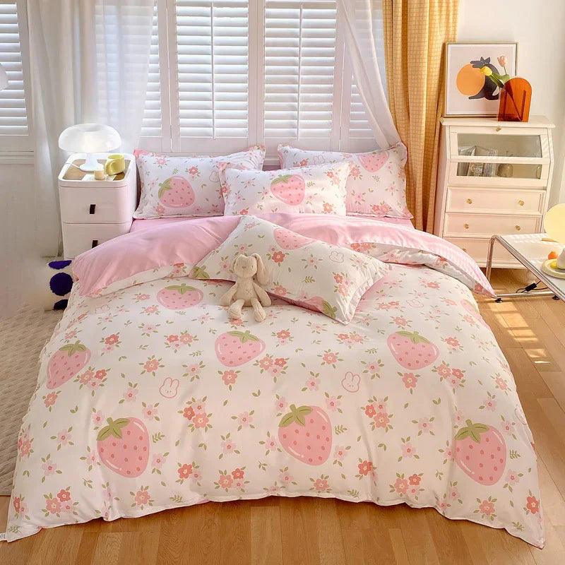3 Piece Strawberry Duvet Cover Set Strawberry Print Bedding For Home Bedroom Decor Microfiber Quilt Cover Gifts Twin Full Queen King Size EX-STOCK Canada