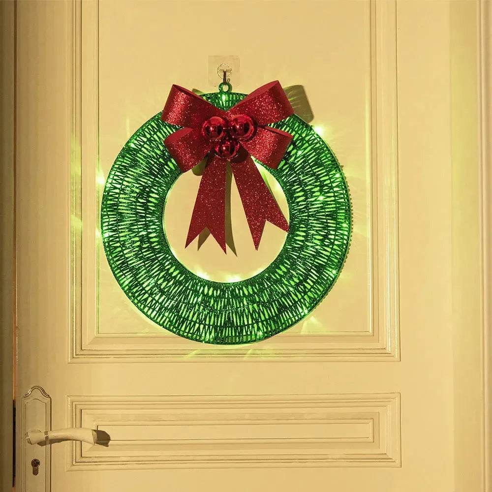 Front Door Wreath Bowknot Luminous LED Light Christmas Garland - EX-STOCK Canada