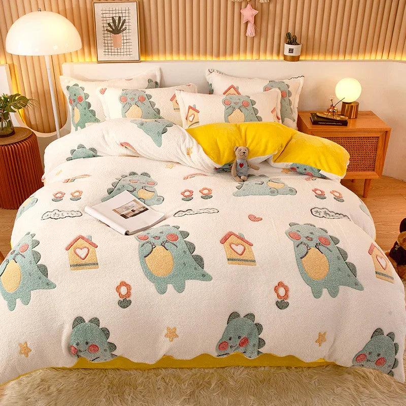 Coral Fleece Duvet Cover Sheet Flannel Pillowcase EX-STOCK Canada