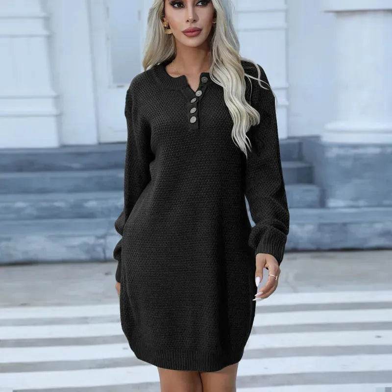 Autumn Winter Knitted Pullover Mini Sweater Dress - EX-STOCK Canada