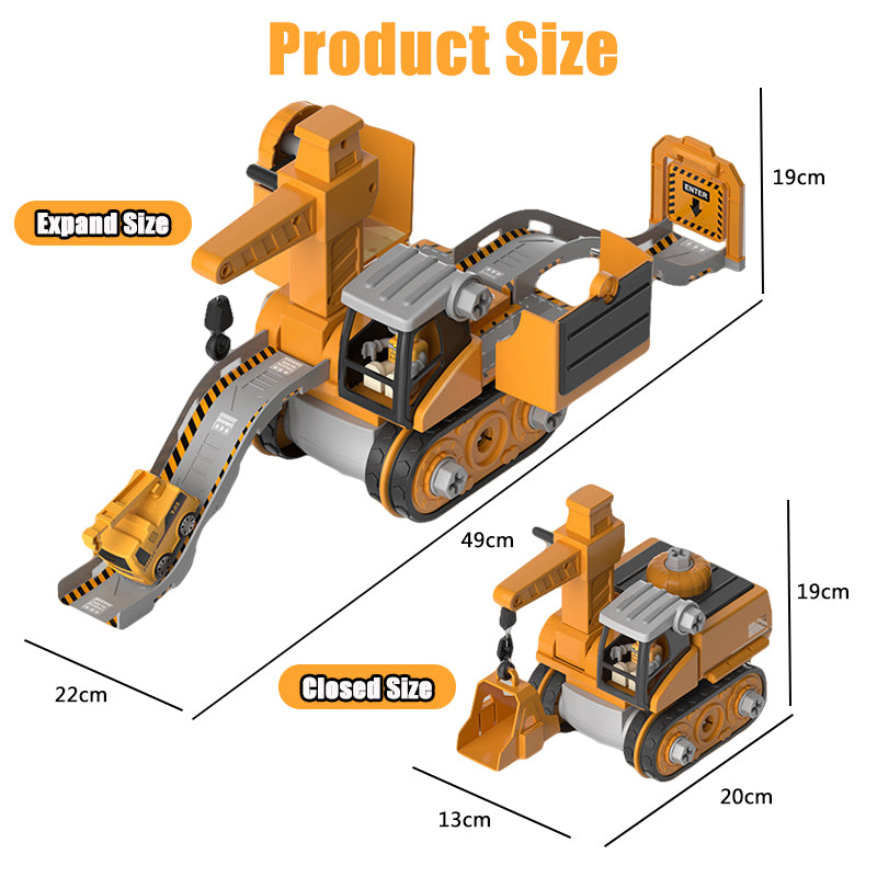 4-in-1 Construction Vehicle Toy Set, Build-and-Play Crane, Excavator and Track System EX-STOCK Canada