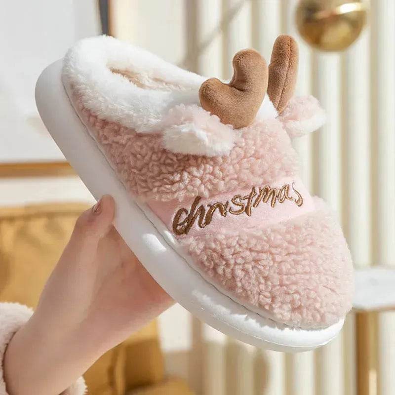 Christmas Shoes Winter Home Slippers Elk Soft Cozy Bedroom Slipper Slip On House Shoes - EX-STOCK Canada