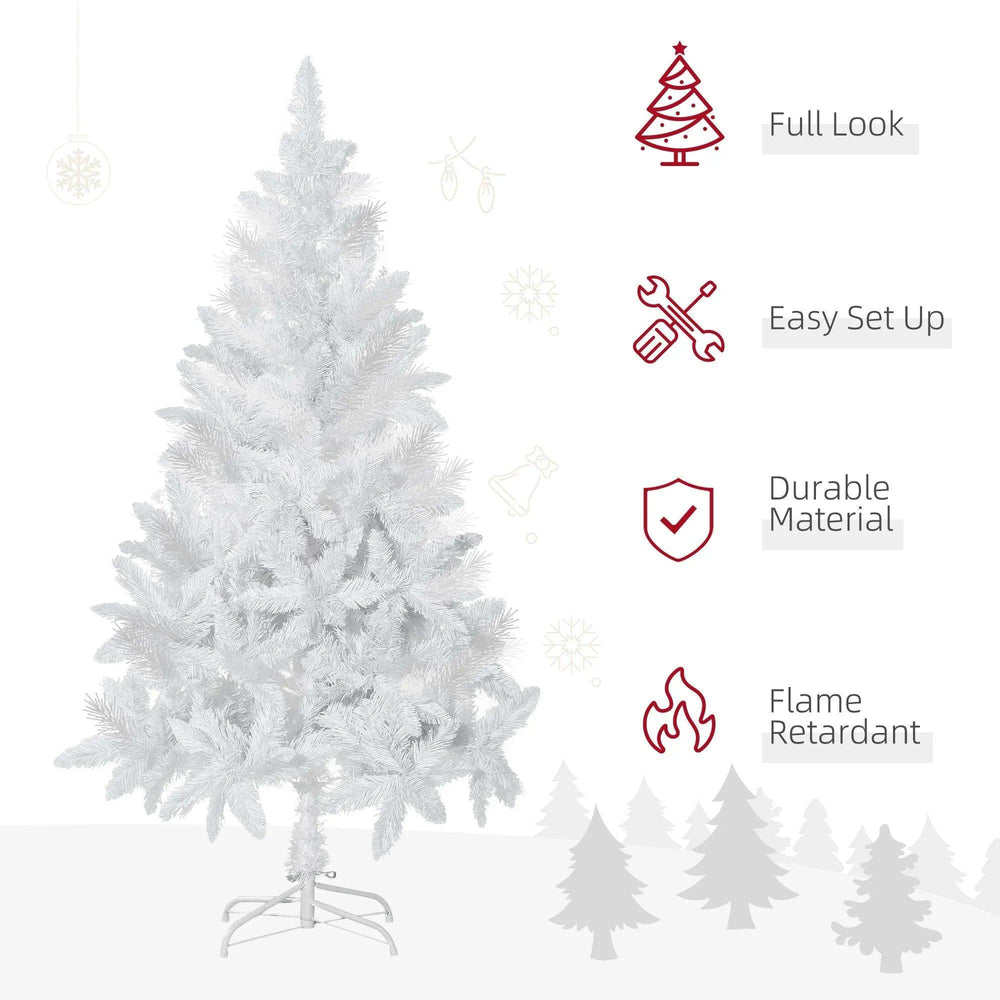5ft Artificial Christmas Tree With Pine Realistic Branches, Auto Open, For Indoor Decoration, White EX-STOCK Canada