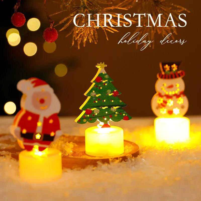 Bougies électroniques LED Lumières Arbres de Noël Père Noël Bonhommes de Neige Bougies Créatives Petites Veilleuses Ornements Décoratifs pour la MaisonEX-STOCK Canada