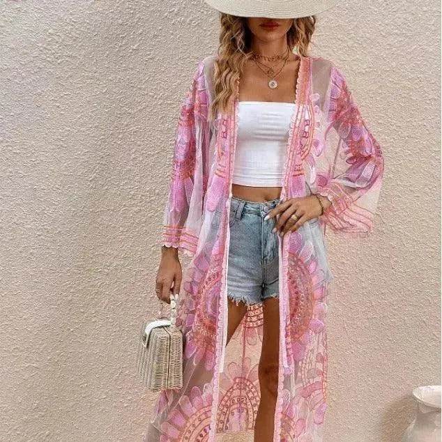 Beach Cover-up Pattern Sun Protection Cardigan Female - EX-STOCK Canada