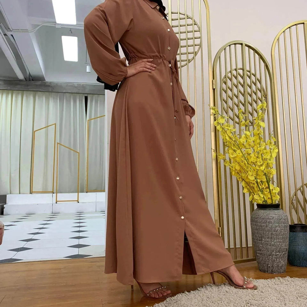 Beautiful Solid Color Full Button down Abaya Dress for Arabian Dubai Turkey Middle East Women - EX-STOCK Canada