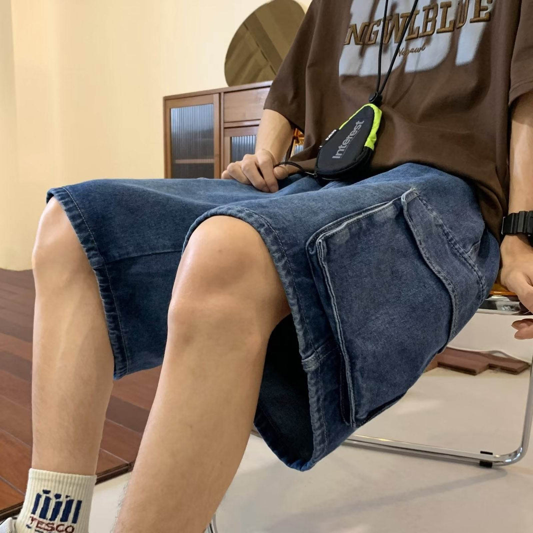 Baggy Denim Cargo Shorts For Men Jeans - Fashion Work Clothes - EX-STOCK Canada