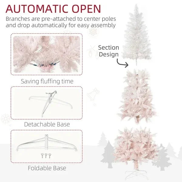 5ft Pencil Artificial Christmas Tree With Pine Realistic Branches, Auto Open, And White EX-STOCK Canada