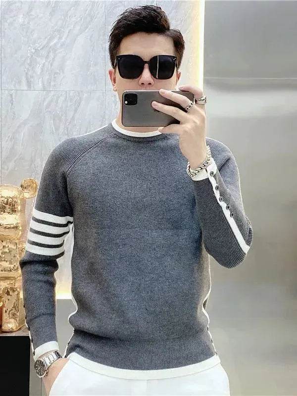 Simple All-match Slim fit Round Neck Pullover Sweater top for men - EX-STOCK Canada