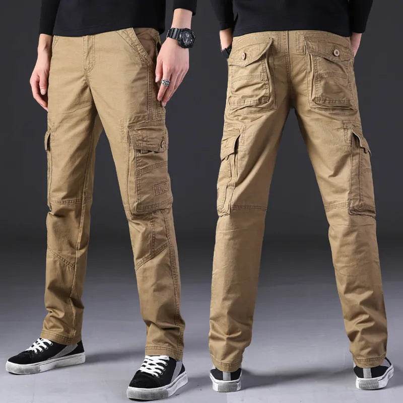 Overalls Men's Outdoor Casual Trousers Pure Cotton Straight Loose Multi-pocket Cargo Pant - EX-STOCK Canada