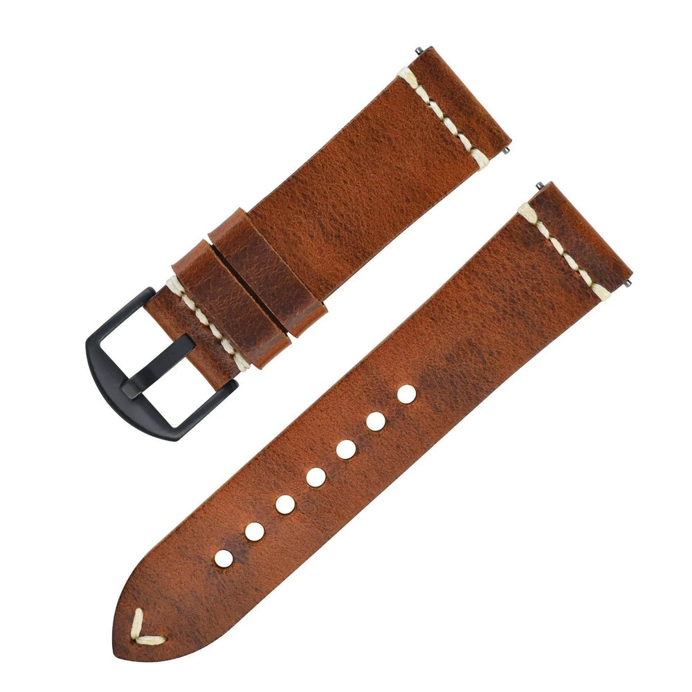 Discoloring Oil Wax Top Layer Cowhide Watch Strap - EX-STOCK Canada