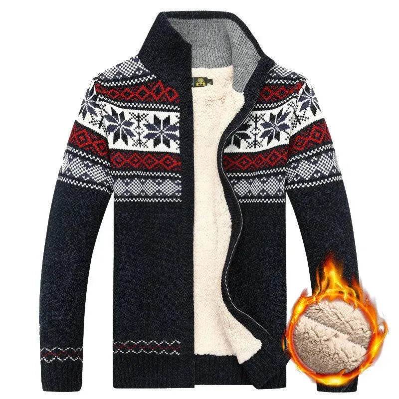 Men's Sweater Warm Velvet Sweatercoat Winter Wool Cardigan Male Casual Thicken Warm Fleece Christmas Sweater For Man - EX-STOCK Canada