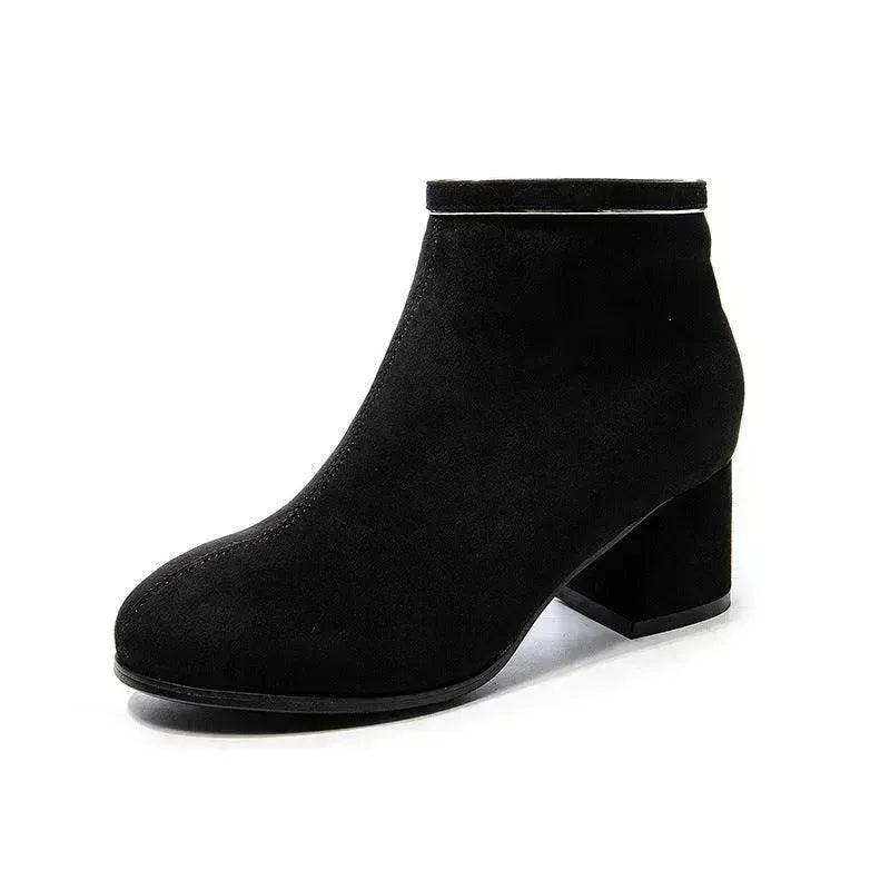 Black Martin Boots Shoes Women Thick Heels - EX-STOCK Canada