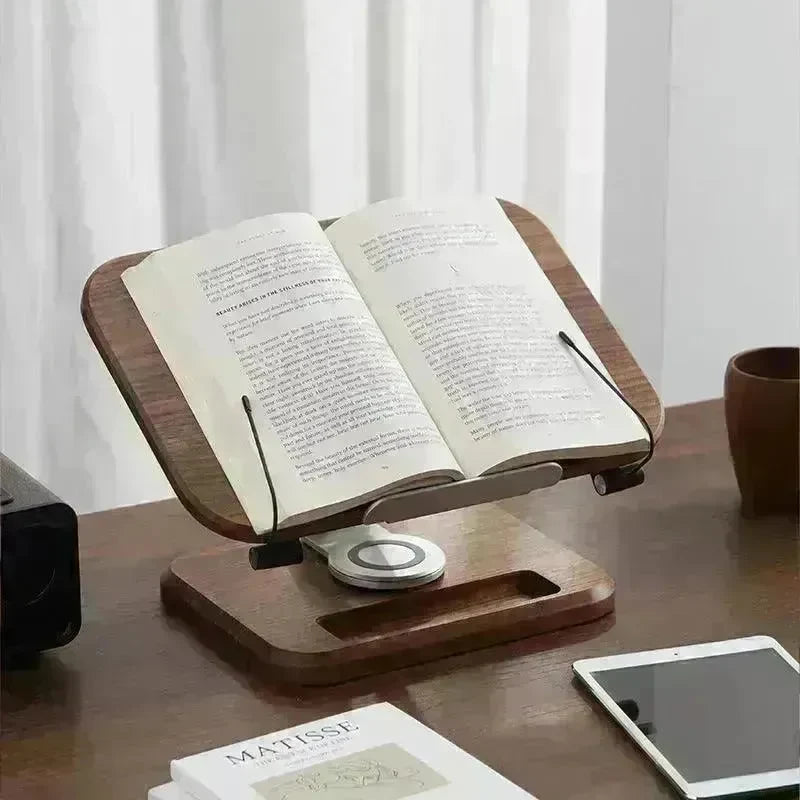 Black Walnut Solid Wood Reading Rack Adjustable Rotating Children's Reading Artifact IPad Bracket - EX-STOCK CANADA