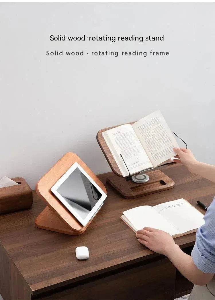 Black Walnut Solid Wood Reading Rack Adjustable Rotating Children's Reading Artifact IPad Bracket - EX-STOCK Canada