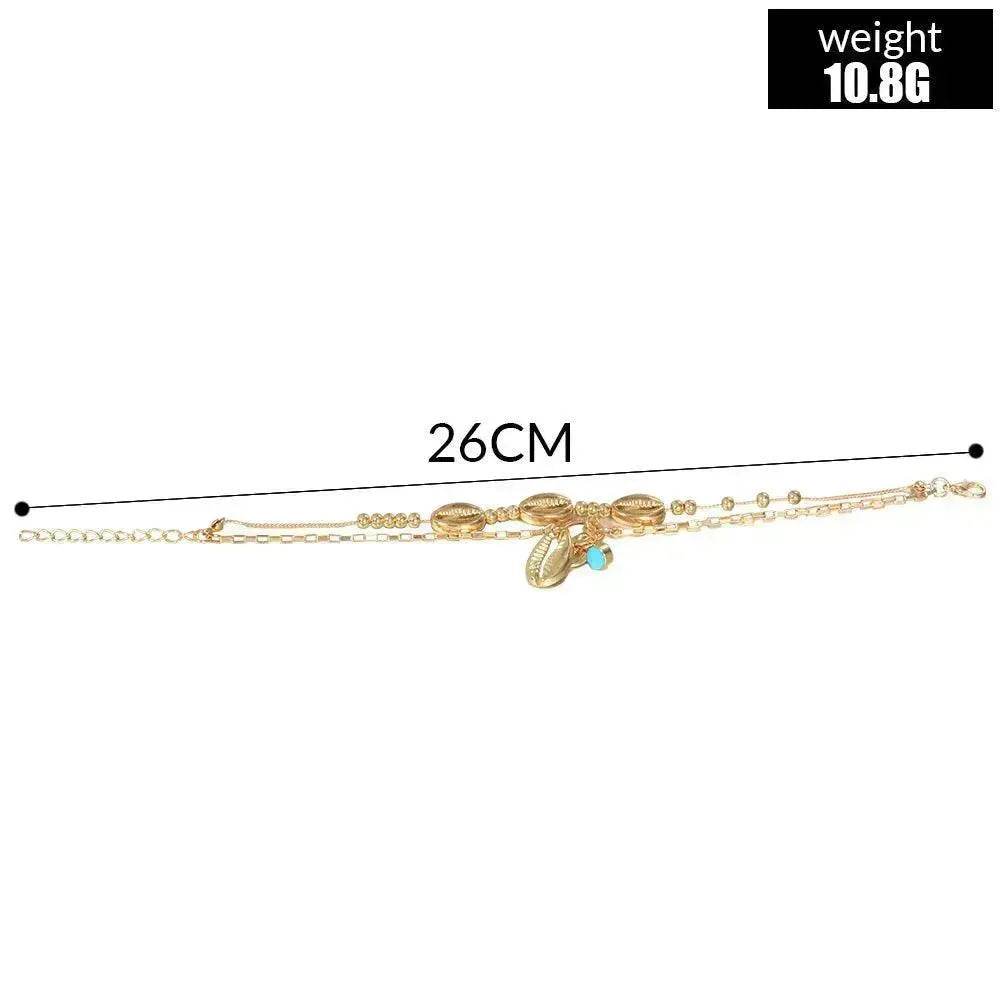 Bohemian Style Handmade Beaded Metal Shell Anklet Personality Double Layer Beach - EX-STOCK Canada