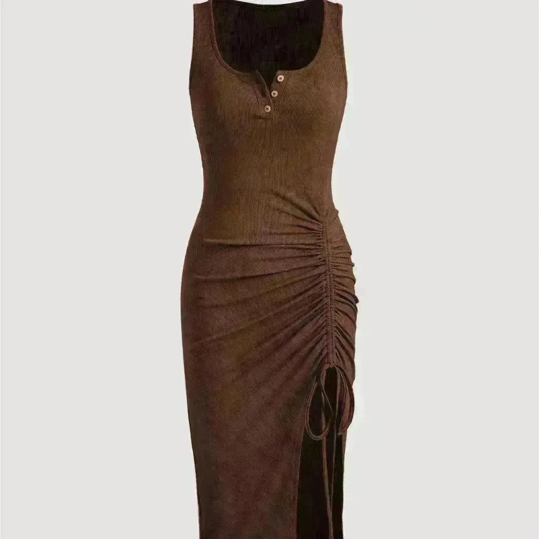 Bottom Drawstring Thread Dress Tight Skirt - EX-STOCK CANADA