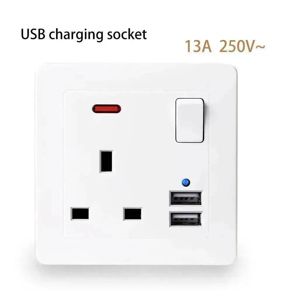 British Standard USB Wall Three-hole Power Strip Socket Panel - EX-STOCK Canada