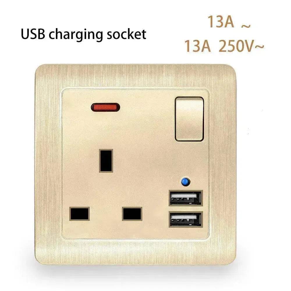 British Standard USB Wall Three-hole Power Strip Socket Panel - EX-STOCK Canada