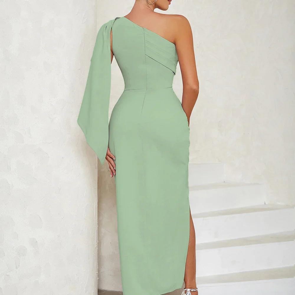 Women's Simple One-shoulder Sleeveless Party Dinner Dress EX-STOCK Canada