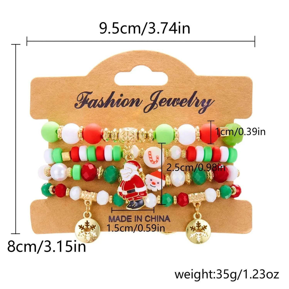 4pcs Christmas Snowman Handmade Beaded Bracelet set gift idea - EX-STOCK Canada