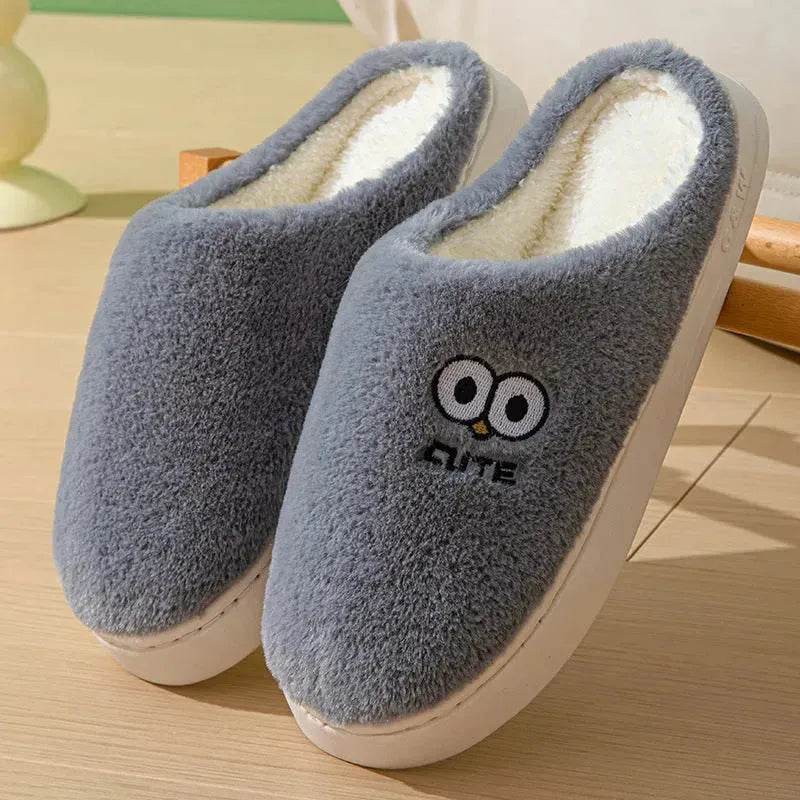 Cute Cartoon Big-eyes Slippers For Couples Winter Warm Non-slip Floor Bedroom Slipper Home Men And Women House Shoes - EX-STOCK Canada