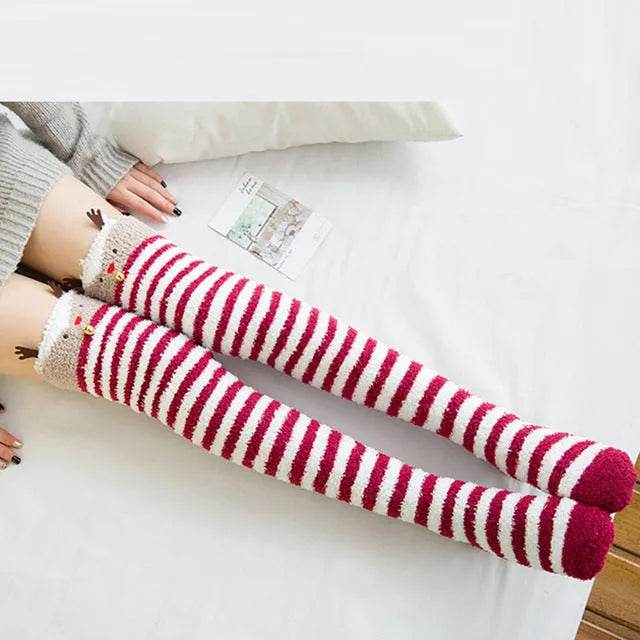 Christmas Long Socks Winter Women Striped Stockings New - EX-STOCK Canada