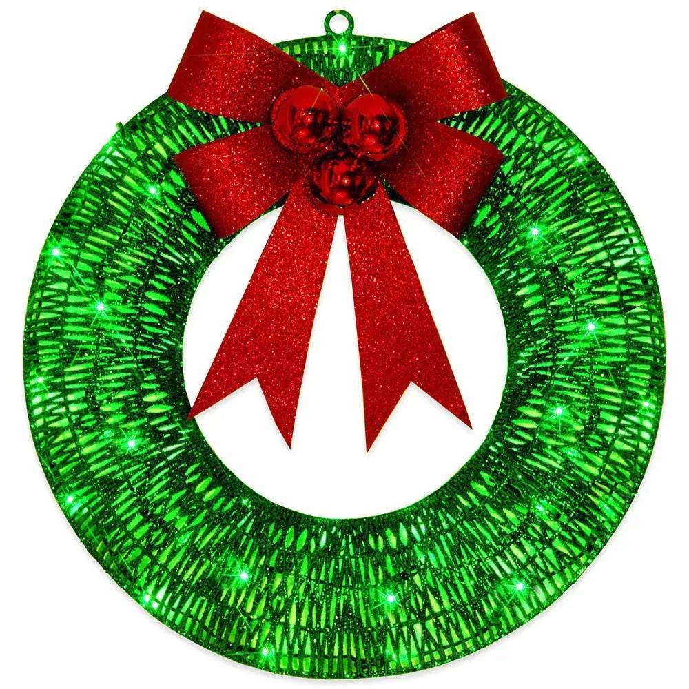 Front Door Wreath Bowknot Luminous LED Light Christmas Garland - EX-STOCK Canada