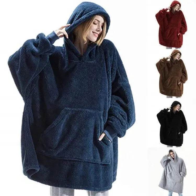Thick Fleece Hooded Unisex Sweater Winter Double-sided Sweatshirt - EX-STOCK Canada