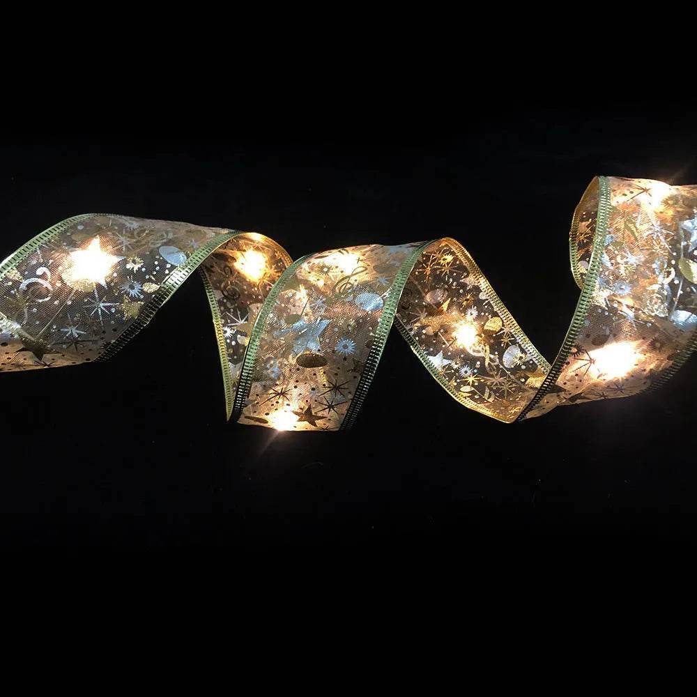 LED Lights Hot Stamping Double-layer Ribbon Christmas Decorations - EX-STOCK Canada