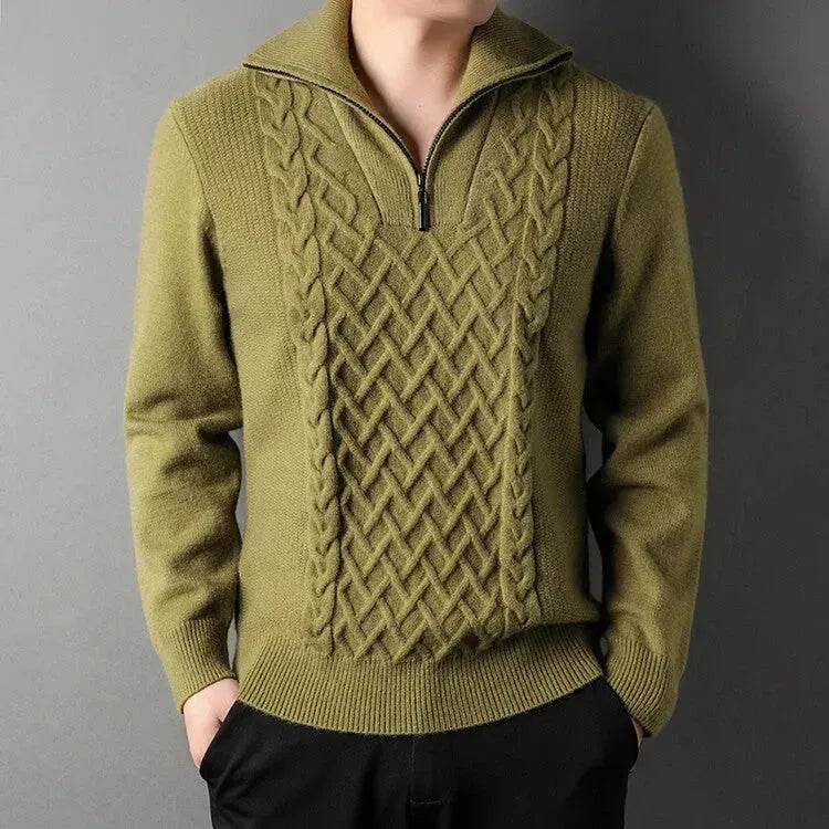Men's Winter Fashion Half Zip Slim fit Knitted Woolen Pullover Sweater - EX-STOCK Canada