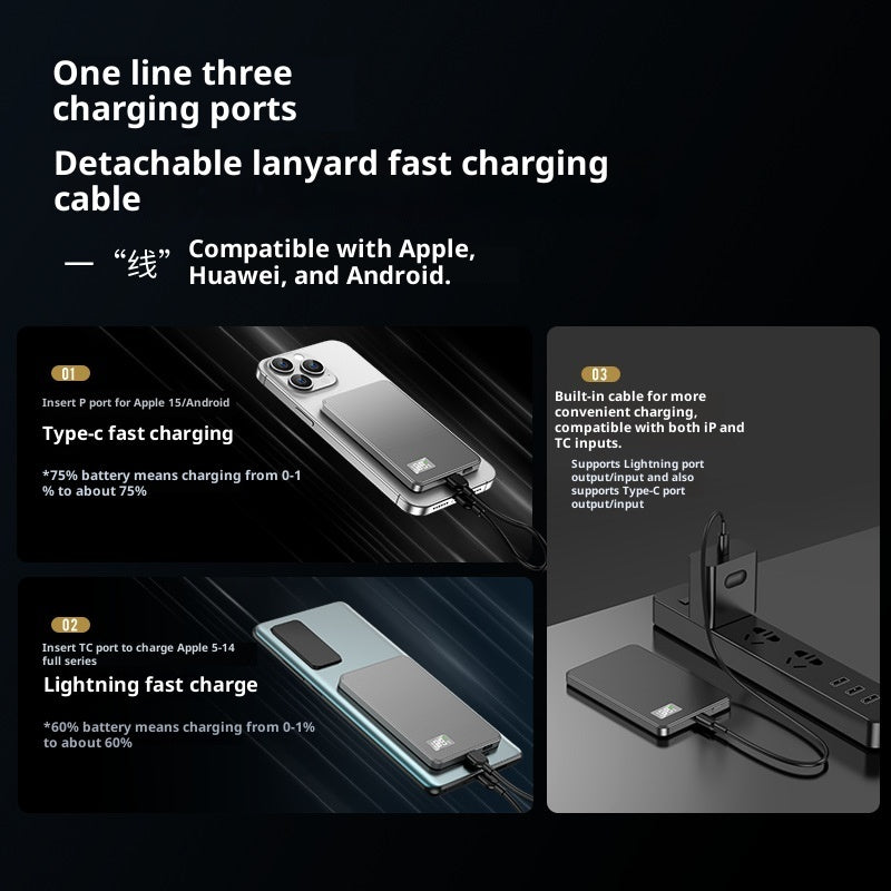 Ultra-thin Fast Charging Magnetic Power Bank With Built-in Cable EX-STOCK Canada