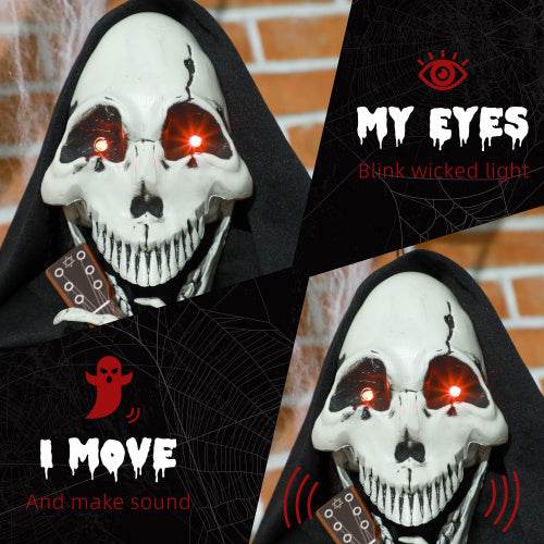 HOMCOM 4.3 Outdoor Halloween Decoration Animatronic Guitar-playing Grim Reaper, Sound And Motion Activated Animated Prop With Light Up Eyes Guitar Music - EX-STOCK Canada