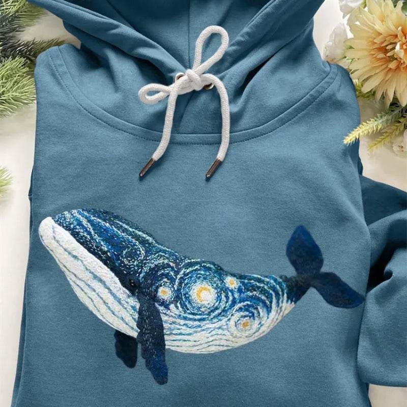 Women Fashion Spring And Autumn Plum Blossom Hooded Super Plus Size Loose-fitting Casual Pullover - EX-STOCK Canada