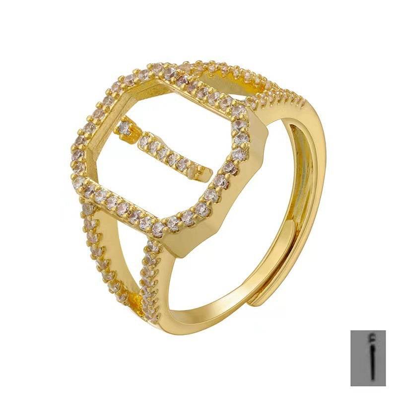Fashion Micro Inlaid Zircon Arab Letters Ring for women - EX-STOCK Canada