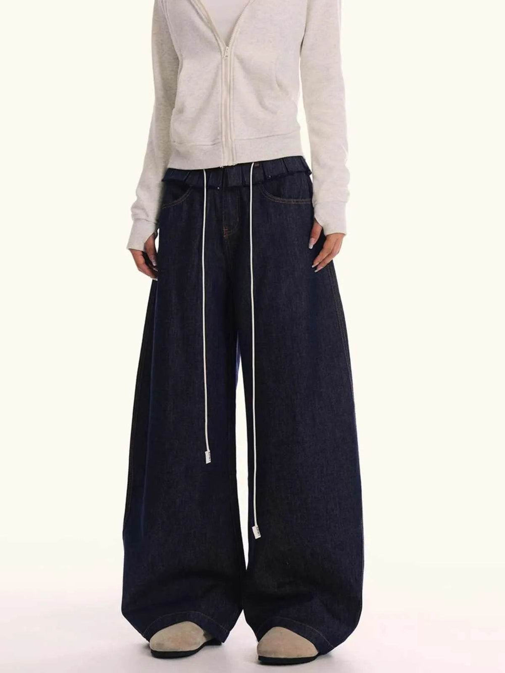 Loose Waist Stitching Small Skirt Baggy Jeans Pant For Men And Women - EX-STOCK Canada