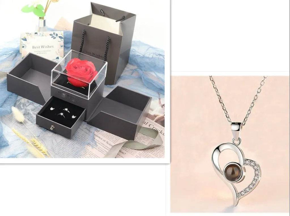 Hot Valentine's Day Gifts Metal Rose Jewelry Gift Box Necklace For Wedding Girlfriend Necklace Gifts - EX-STOCK Canada
