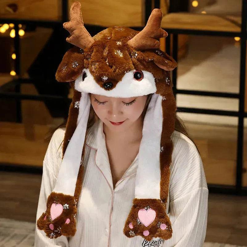 Novel Movable Christmas Hat Winter Cute Santa Claus Snowman Elk Hat - EX-STOCK Canada